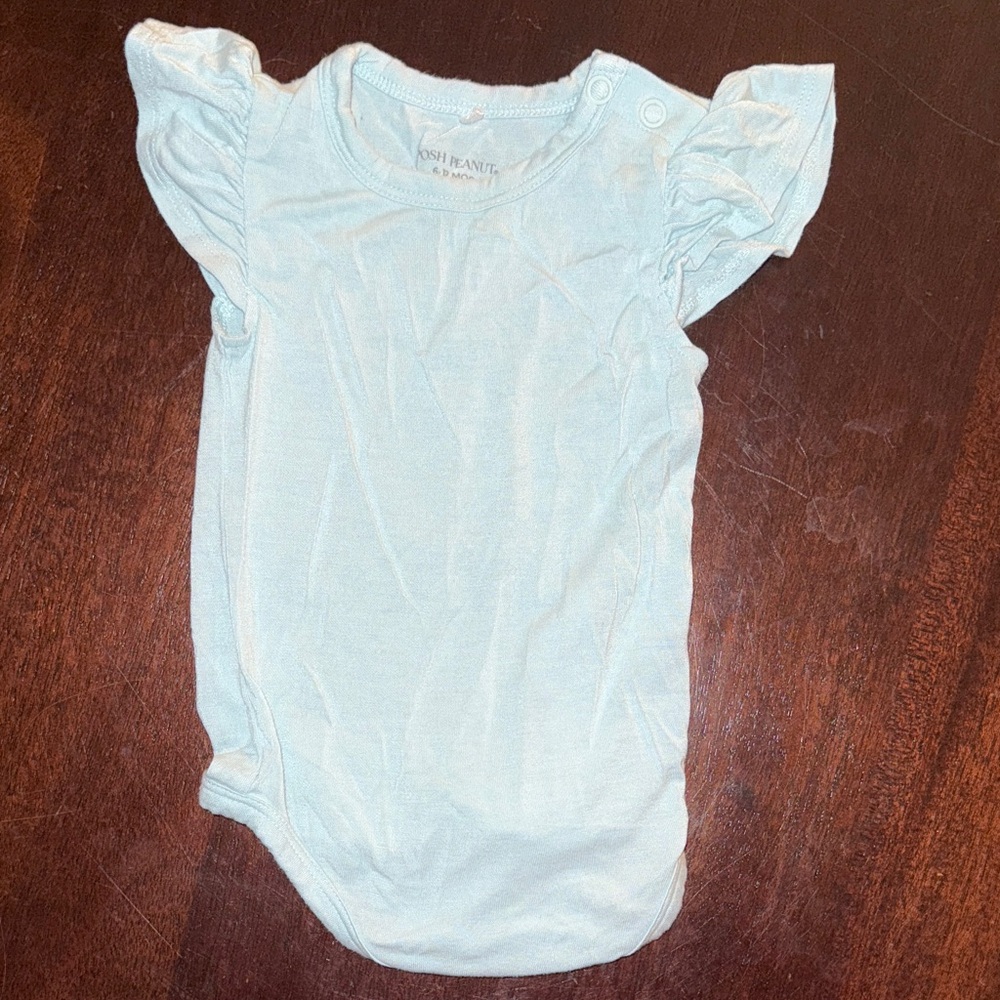 Posh Peanut Light Blue Ruffle Sleeve Tee